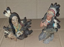 Two Native American-themed resin figurines Free Standing Ornaments Chiefs.