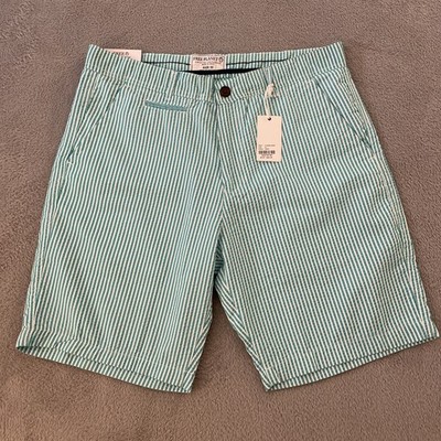 Free Planet Seersucker Shorts Mens 32 Stripe Boating Outdoor Hiking Casual Green