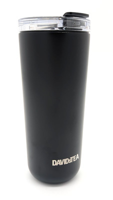 (1) David's Tea FAVORITE TUMBLER MATTE BLACK Hot Cold Cup w/ Straw 20oz New