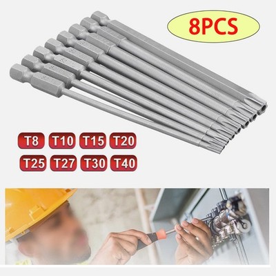 8pcs T8-T40 Magnetic Head Torx Screwdriver Bit Set Security Tamper Proof Star