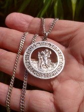 Vintage Georg Jensen Sterling Silver St Christopher Pendant Chain Necklace