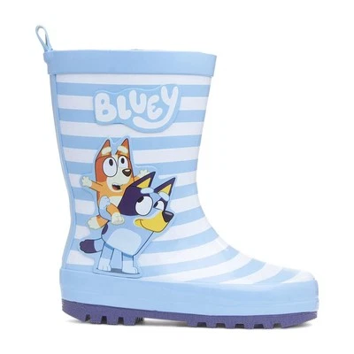 SHOEZONE Bluey Wellies Blue Kids Welly Girls Stripe Character Wellington Boot Pull On