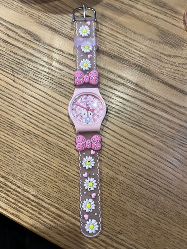 Nastro Rosa Orologio Hello Kitty nastro fiori rosa usato non esposto regalo ventola ...