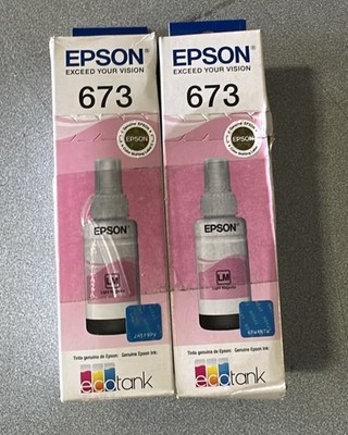 Lot of 2 Genuine Epson 673 Light Magenta Ink Bottle EcoTank 70ml EXPIRED 2022
