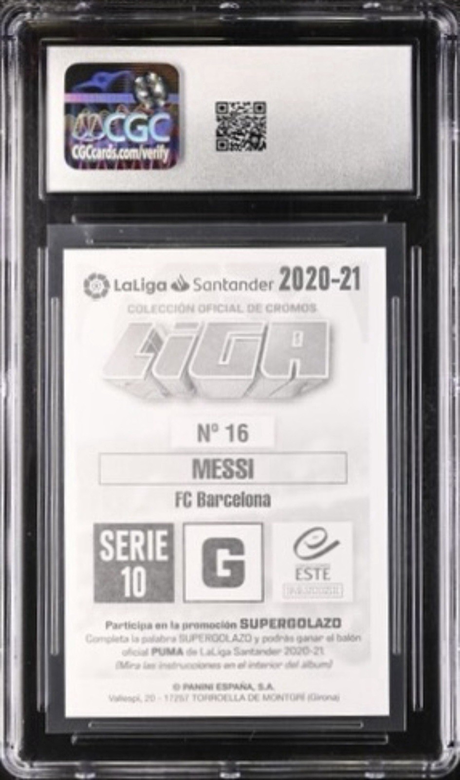 LIONEL MESSI 2020-21 Panini Spanish Liga Serie 10 Autografo CGC 9.5 Auto Mint view 2
