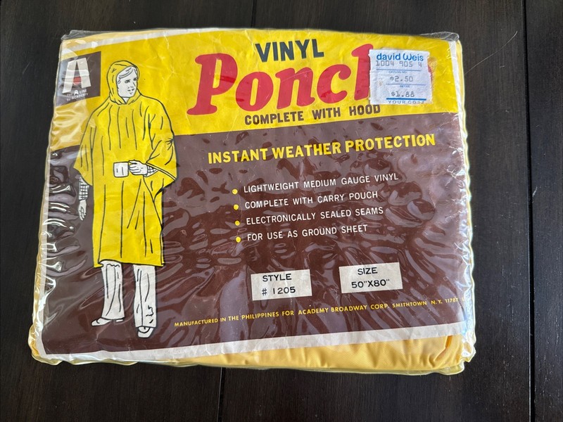 Vintage Vinyl Poncho The A Line By Academy Size 50 inches By 80 Inches Unisex
