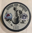 NHL LA Kings Colorado Avalanche Puck Black Stanley Cup Playoffs 2001 Inglasco — photo 1
