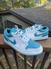 Air Jordan 1 Low Aquatone Men's Size 10.5 White/Celestial Gold