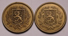1938 Finland 20 Markkaa Coins (2) KM# 32