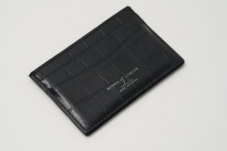 Aspinals Porta Carte di Credito Pelle Nero Slot Stampa Croc Ottime Condizioni