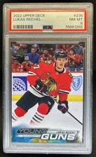 2022-23 Upper Deck Lukas Reichel Rookie Young Guns RC #235 Blackhawks PSA 8