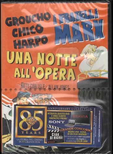 Una Notte All'Opera DVD Chico Marx Groucho Marx Harpo Marx Nuevo Sellado RARO
