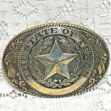Tony Lama Belt Buckle State Of Texas Solid Brass State Series Collection Star