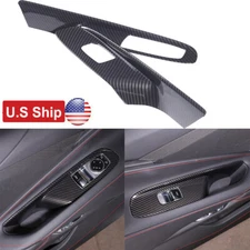 Carbon Fiber ABS Window Lift Switch Panel Cover Trim For Corvette C8 2020-25 US