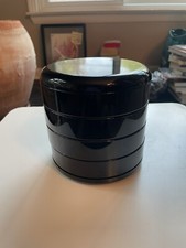 Vintage Mid Century Pop Art Interdesign Black Swivel Desk Organizer Jewelry Box