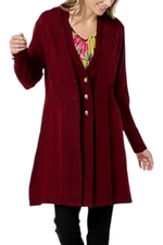 Antthony Women's Sweater Knit Coat Maroon