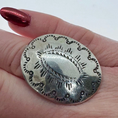 Vintage Native American Navajo Hand Stamped Sterling Silver Ring Size 6.5