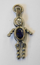Sterling Silver 925 September Birthstone Clear  Blue CZ Baby Boy Charm Pendant