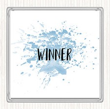 Blue White Win Inspirational Quote Drinks Mat Coaster