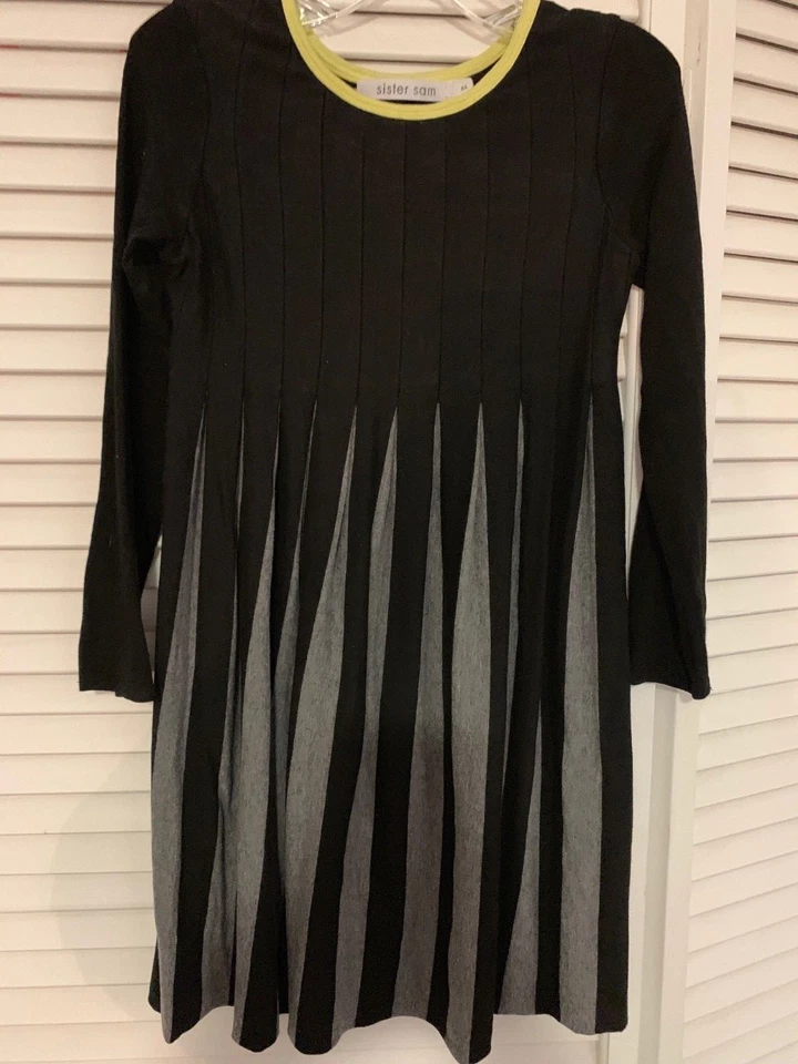 Vestido Boutique Sister Sam Niñas Talla 6x Negro y Gris Rayas Suave Elástico  Foto 2 de 4