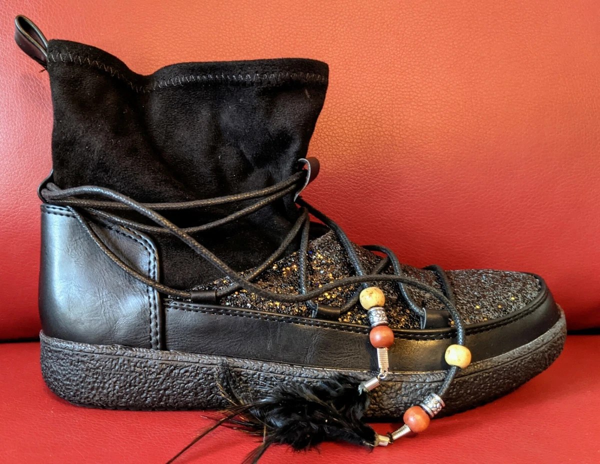 NEW BLACK SPARKLY GLITTER ANKLE BOOTS ROCK CHICK ROCK N ROLL ROCKABILLY
