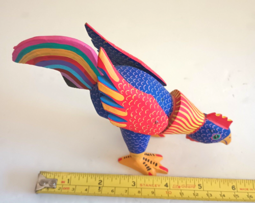 Alebrije Oaxacan Mexiko Huhn geschnitzt Holz handbemalt Volkskunst signiert - Bild 6 von 8