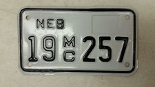 EXPIRED NEBRASKA Motorcycle License Plate 19 257
