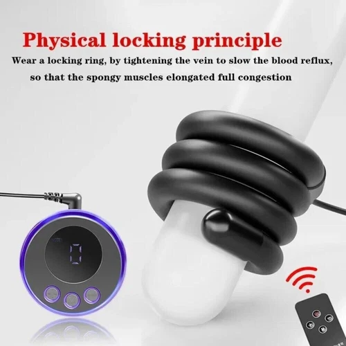 Male Electric EStim Penis Stretcher Enhancer Ball Scrotum Ring Delay Ejaculation - Bild 6 von 14