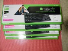 Lot of 4 - Techly USB Keyboard 104 Keys American Layout Black, ART. 302839 New 