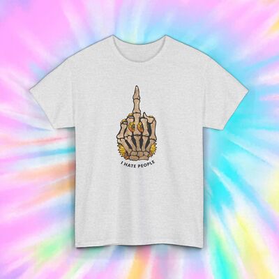 Skeleton Middle Finger Introvert Slogan Tee | Anti-Social Graphic Shirt | S-5XL