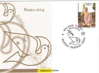 ITALY 2004 ROME GOOD EASTER CANCELLATION POSTCARD PIERO DELLA FRANCESCA