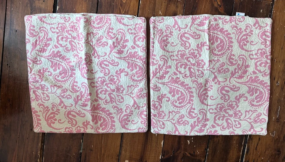 Set of two 2007 Paisley Pink and cream C company Euro Sham. - Image 2 of 4