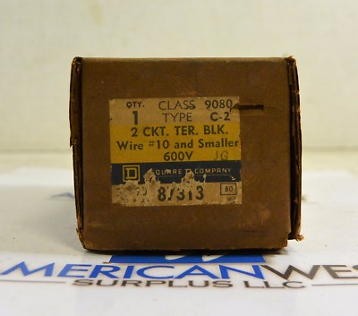 9080 C2 SQUARE D 2 circuit terminal block  600v 9080C2 9080 type C2 New in box