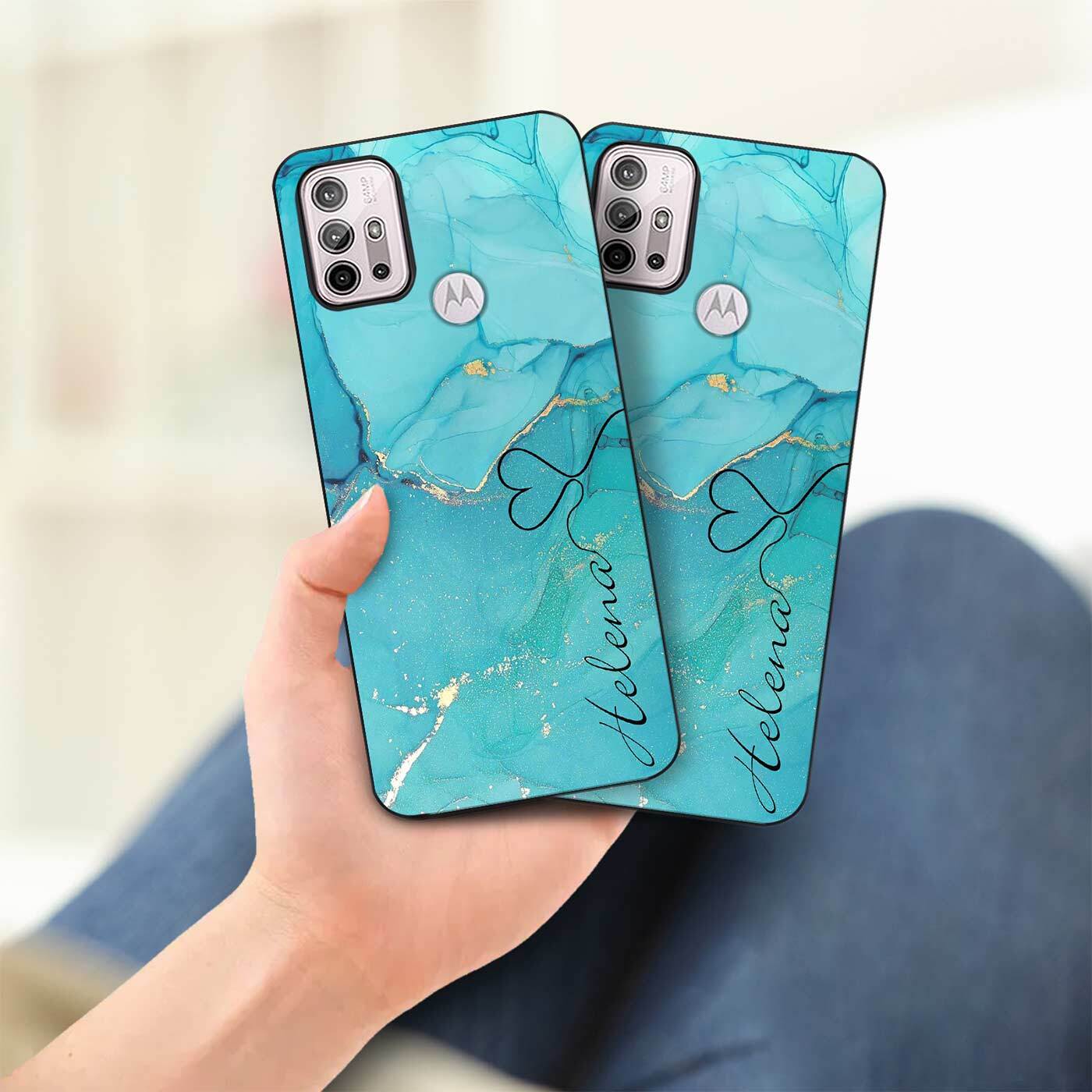 Case For Motorola Moto E13 G62 G31 G53 Marble Personalised Silicone