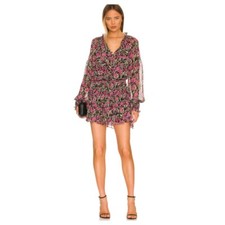 NWT $370 MISA Los Angeles Flora Fuchsia Celina Chiffon Minidress Small SKU2053