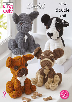 King Cole Häkelmuster Spielzeug Hund - Amigurumi Französische Bulldogge - gehäkelt 9175