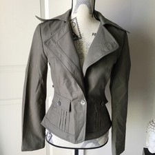 Mango MNG Womens Olive Green Blazer With Cool Collar Size L