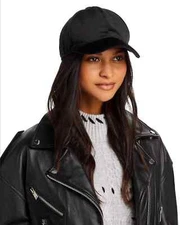 $100 Surell Accessories Velvet Baseball Cap Women's, Black, One Size