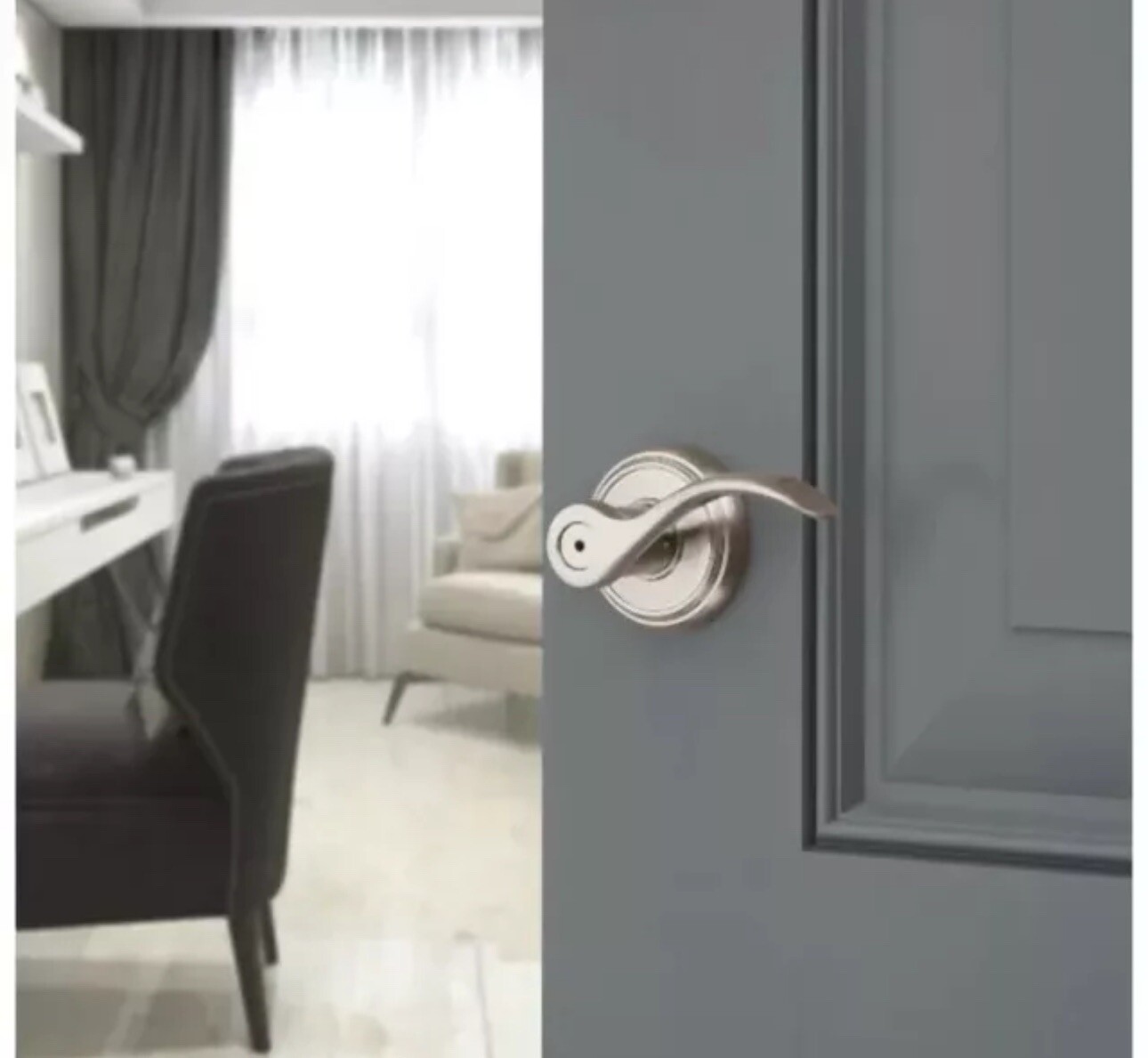 Baldwin Privacy Door Handle Prestige Tobin Satin Nickel Lever Privacy Bed/Bath-image