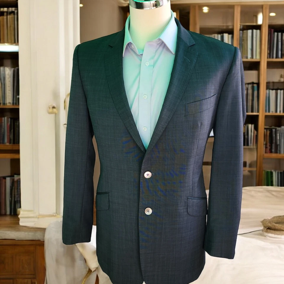 Blazer Chester Barrie 44R 54it Lona Completa Lana Mohair Ventilación Tonal Hecho en Italia Foto 4 de 4