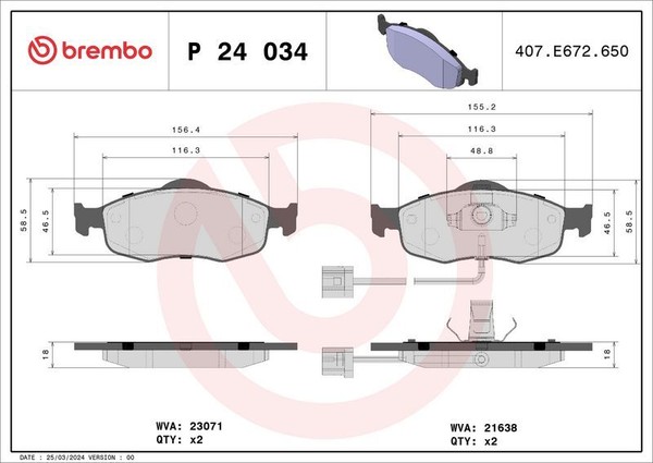 Brembo P 24 034 Bremsbelagsatz, Scheibenbremse FüR Ford Ford USA-image