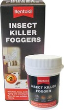 Image of Rentokil Insect Killer Foggers Pack of 2 Kills Flies Moths Fleas Bomb Smoke Pest
