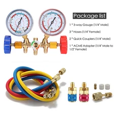 Manifold Gauge Set A/C Recharging Hose for R134-A R-22 R-404A Refrigeration F1G6