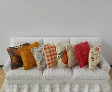Dollhouse Miniature Handmade Set of 8 Assorted Throw Pillows/Cushions