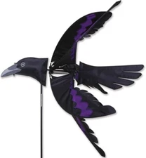 FLYING RAVEN Whirligig Wind Spinner -- Yard Stake -- Garden Decor