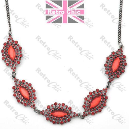 COLLANA collare MARQUIS STRASS CRISTALLO scintillante canna di fucile nero BIANCO/ROSSO f21 - Foto 7 di 7