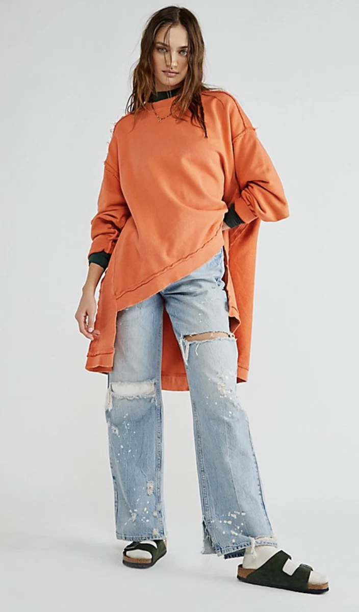 Orange oversized cheap sweatshirt