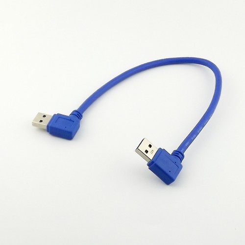 1x USB 3.0 A Male 90 Degree Right Angled to A Male Left Angle Generic Cable 30cm - Picture 3 of 5