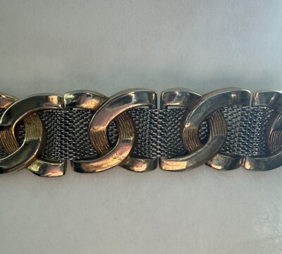 Silver Mesh With Gold Interlocking Oval Accent Pieces Belt  display picture 2