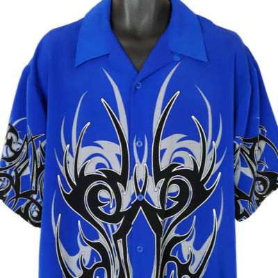 Vintage Dragonfly Tribal Shirt Mens Size XL Blue Y2K All Over